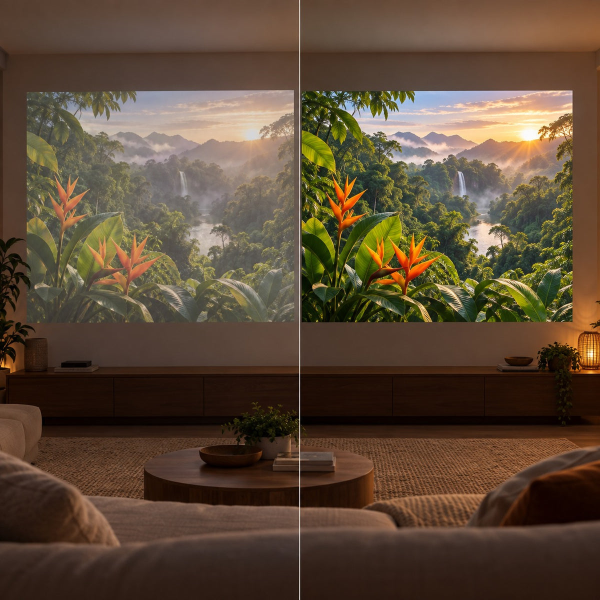 Projektor Projektorland Panorama – 900 ANSI lumenů, Full HD 1080p, Android TV 11, automatické ostření a stojan 200°