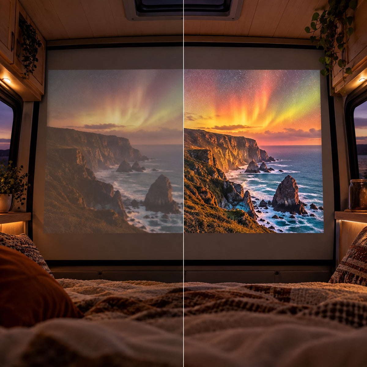 Mini projektor Projektorland Vista – 260 ANSI lumenů, HD 720p, automatické ostření a Android 11