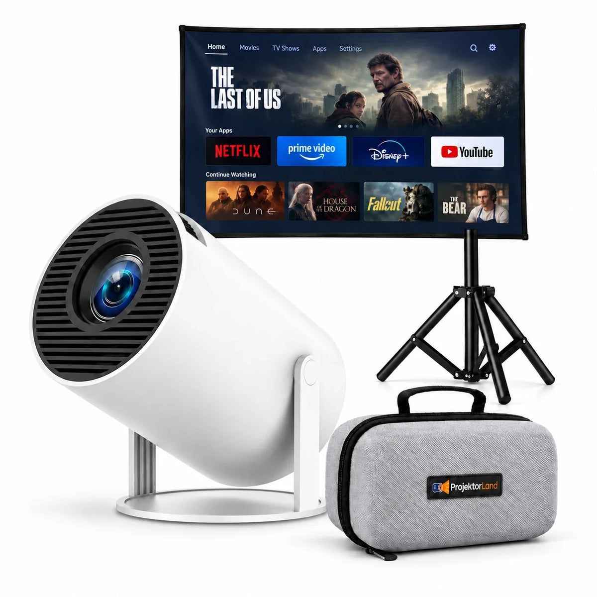 Mini projektor Projektorland Luma Compact – 200 ANSI lumenů, HD 720p, Android 14, Wi-Fi 6 a reproduktor 5 W