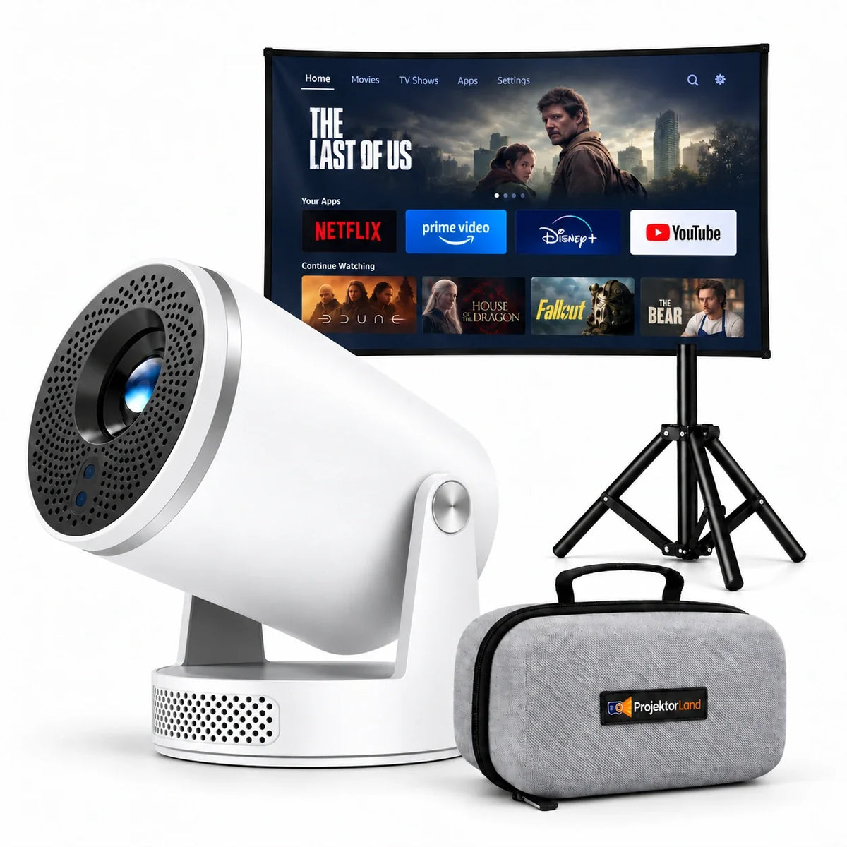 Mini projektor Projektorland Luma Pro – 400 ANSI lumenů, Full HD 1080p, automatické ostření, Android 14 a Wi-Fi 6
