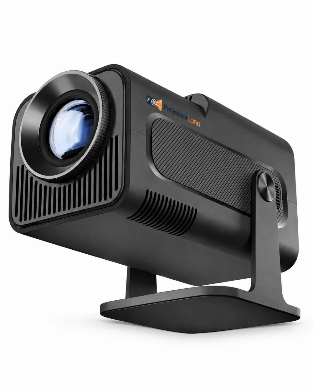 Projektorland Nomad Mini – pohled na projektor s logem, formát na výšku 4:5