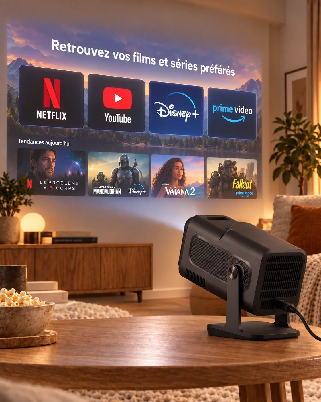 Nomad Mini – Netflix, YouTube, Disney+ a Prime Video promítané v obývacím pokoji