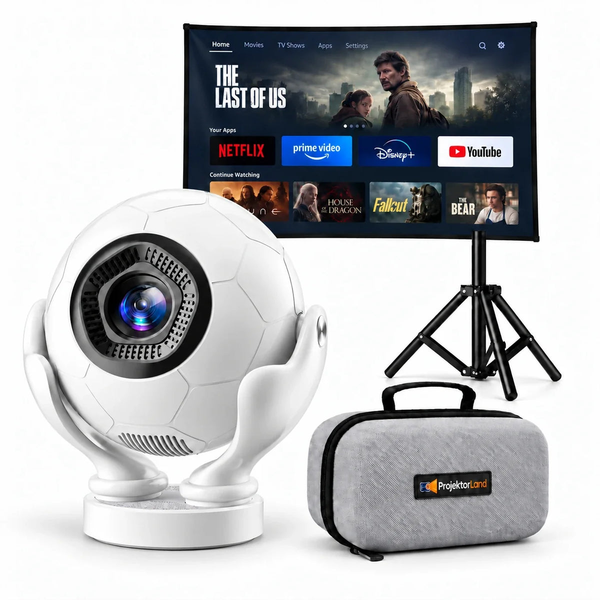 Mini projektor Projektorland Orbit Pro – 500 ANSI lumenů, Full HD 1080p, elektronické ostření, Android 14 a Wi-Fi 6