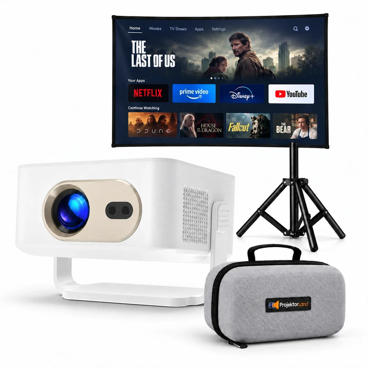 Mini projektor Projektorland Vista – 260 ANSI lumenů, HD 720p, automatické ostření a Android 11