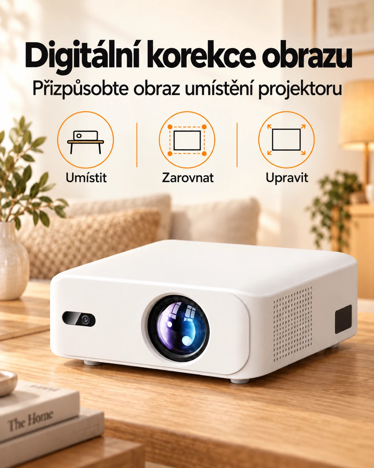 Projektor Projektorland Horizon – 800 ANSI lumenů, Full HD 1080p, HDMI, digitální korekce lichoběžníku a vestavěný reproduktor