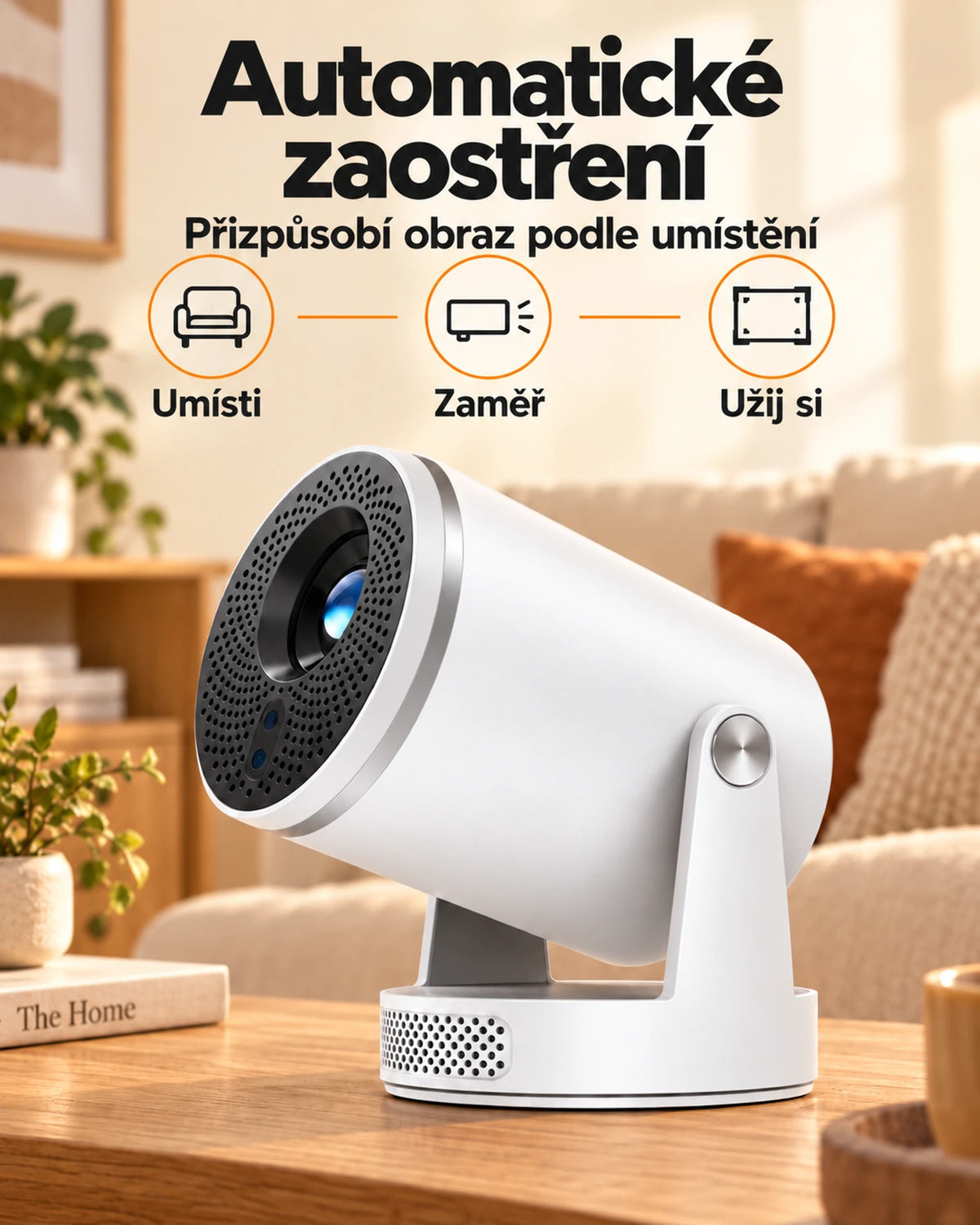 Mini projektor Projektorland Luma Pro – 400 ANSI lumenů, Full HD 1080p, automatické ostření, Android 14 a Wi-Fi 6