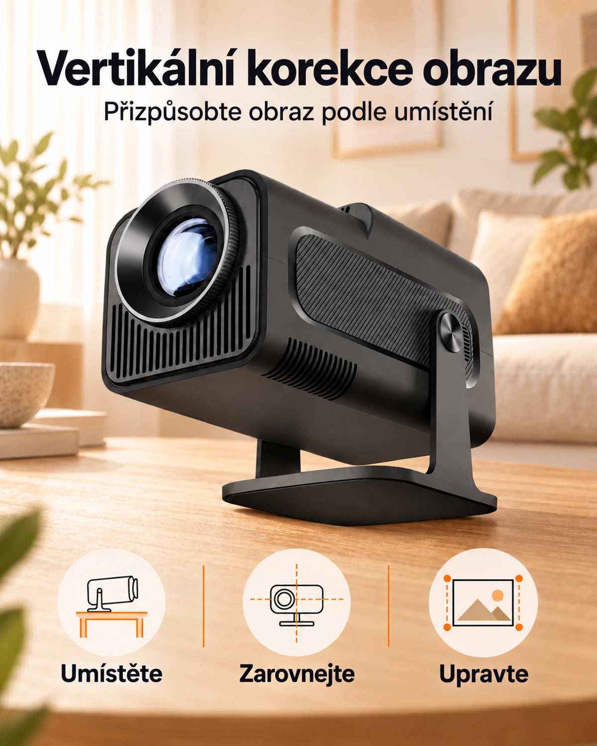 Mini projektor Nomad Mini – 300 ANSI lumenů, HD 720p, Android 11, Wi-Fi 6, Bluetooth a otáčení o 180°