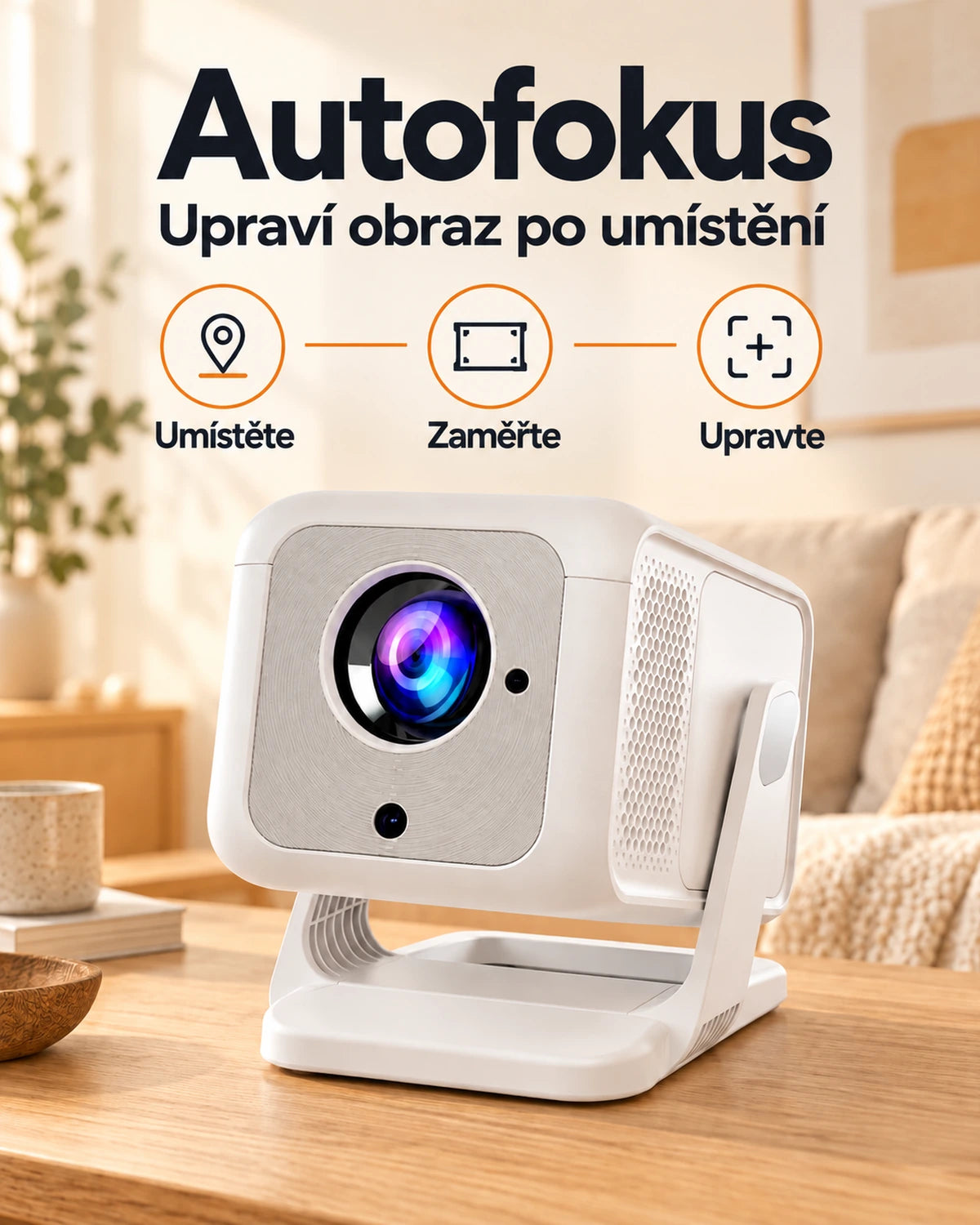 Mini projektor Projektorland Nova Plus – 420 ANSI lumenů, Full HD 1080p, automatické ostření, Android a Wi-Fi