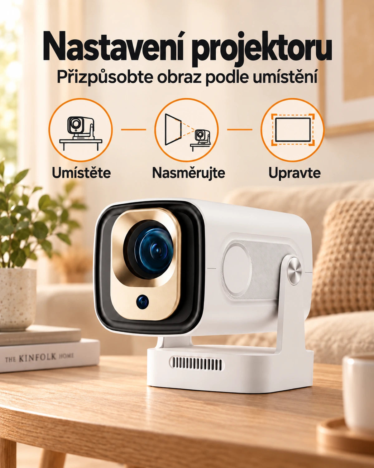 Mini projektor Projektorland Nova – 260 ANSI lumenů, Full HD 1080p, Android, Wi-Fi 6 a Bluetooth 5.4